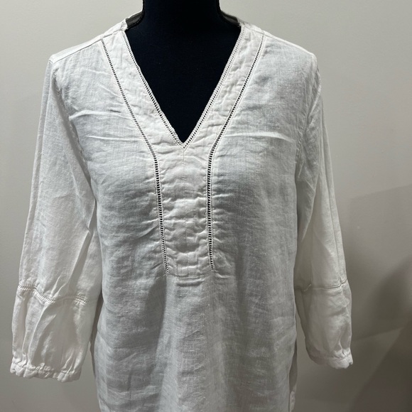 Joie Womens 100% Linen Blouse Top Sz MediumV-Neck 3/4 Sleeve - Picture 3 of 6